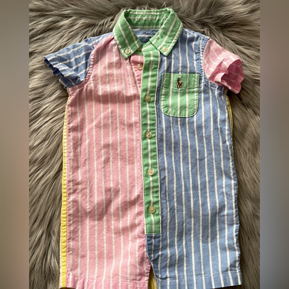 Baby Polo By Ralph Lauren Multicolored Stripes One Piece | size 6 months
